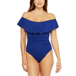 La Blanca | Blue Island Ruffle Off-Shoulder One-Piece - Women 6